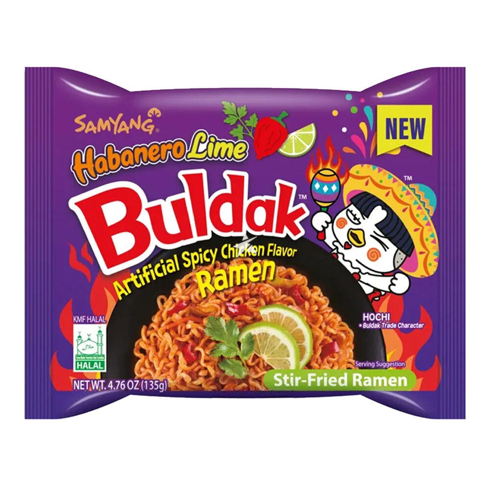Лапша быстрого приготовления Samyang Buldak Habanero Lime курица острый перец и лайм 135 гр., флоу-пак