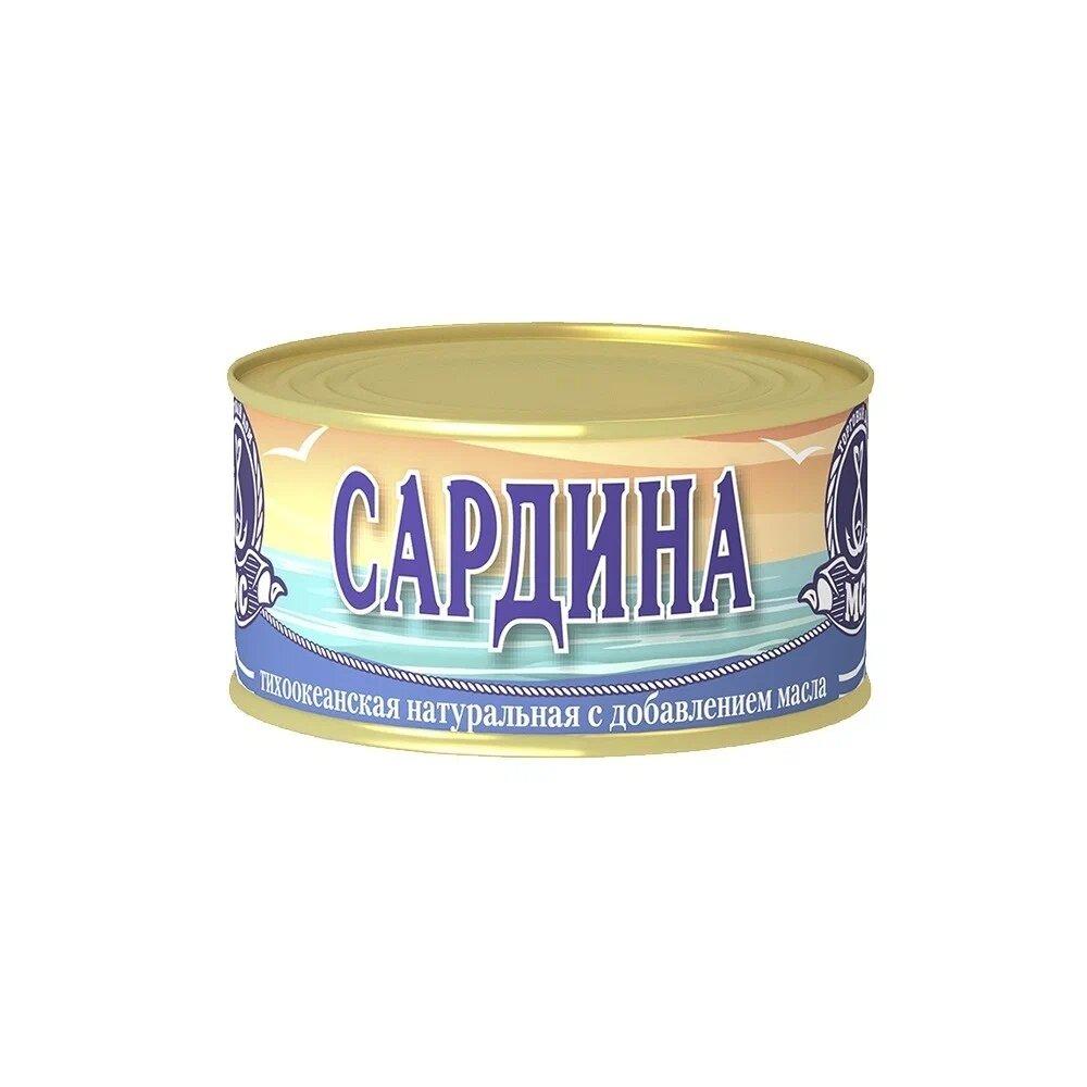 Сардина Морское Содружество натуральная с маслом, 240 гр., ж/б