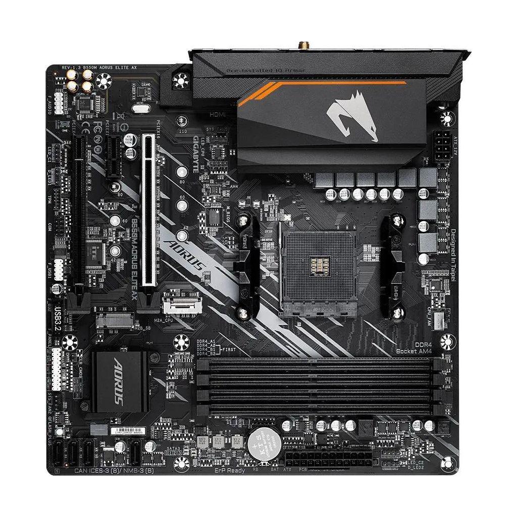 Материнская плата Gigabyte B550M AORUS ELITE AX, Socket AM4, AMD B550, mATX, Ret