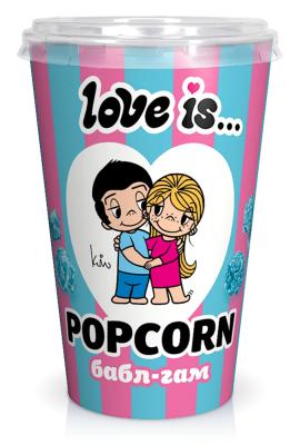Сладкий попкорн Love is... со вкусом бабл-гам 120 гр., стакан