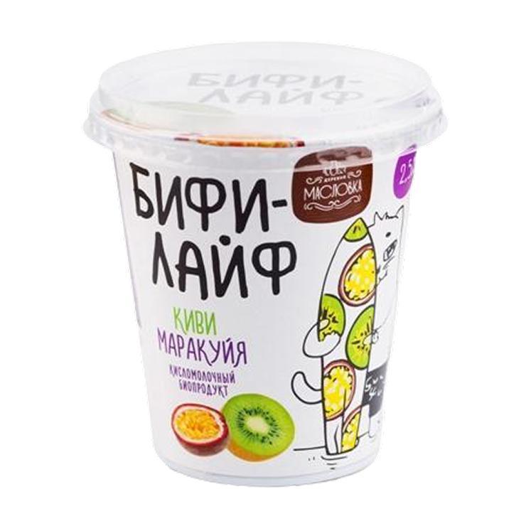 Биопродукт кисломолочный бифилайф Деревня Масловка киви маракуйя 2,5% 300 гр., стакан