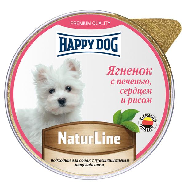 Влажный корм для собак Happy Dog Natur Line Ягненок печень сердце рис паштет 125 гр., ламистер