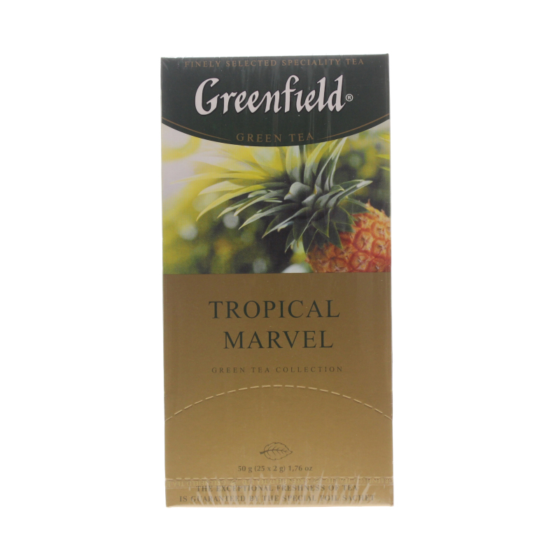 Чай Greenfield зеленый Tropical Marvel 25 пакетов, 50 гр., картон