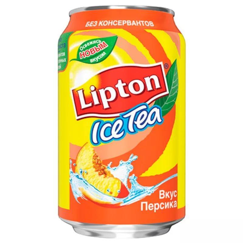 Чай холодный Lipton черный персик 330 мл., ж/б