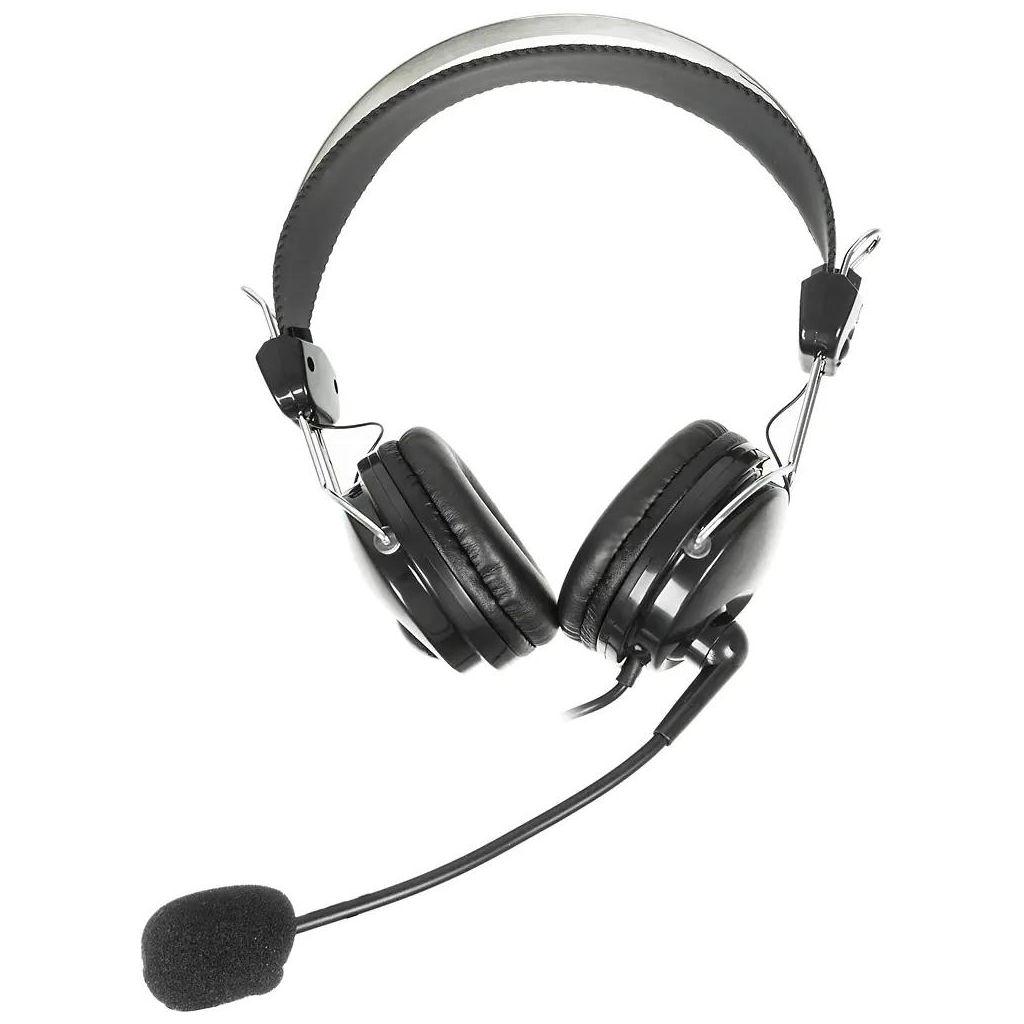 Гарнитура A4TECH HS-7P, для компьютера, накладные, проводные, черный