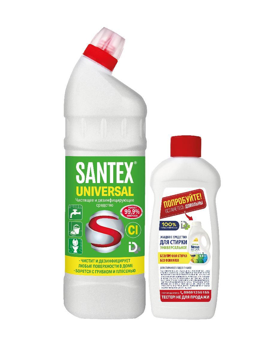 Гель универсальный Santex UNIVERSAL 1 кг. + Жидкое универсальное средство Nega 250 гр., 1,25 кг., ПЭТ