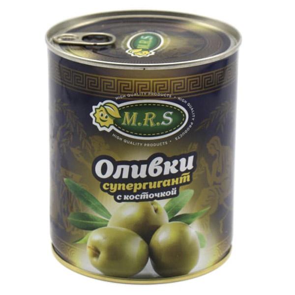 Оливки с косточкой, M.R.S, 280 гр., жестяная банка