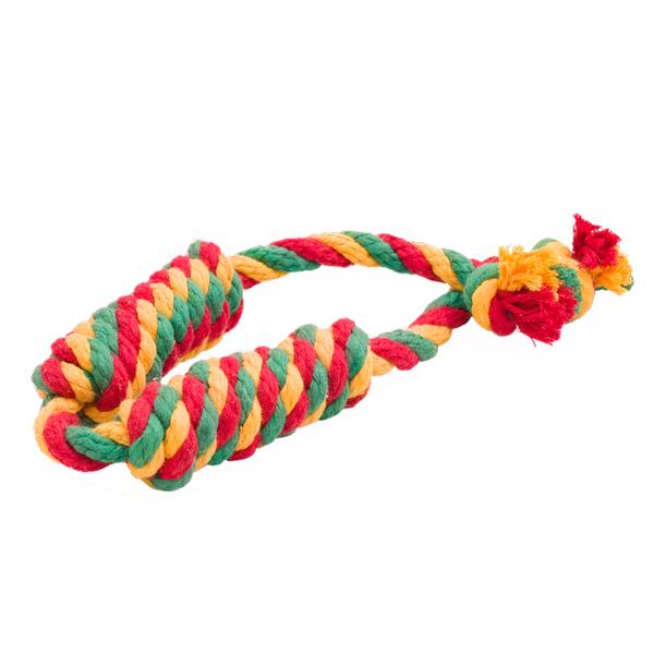 Игрушка Doglike Сарделька канатная 2 штуки Dental Knot большая L58см жёлтый зелёный красный
