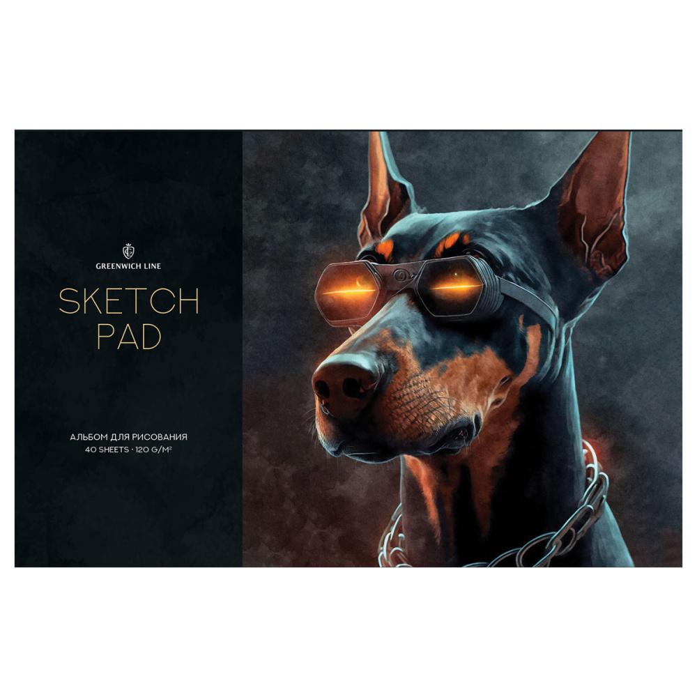 Альбом для рисования Greenwich Line Black Dog А4 40 листов на скрепке 120 г/м2., пакет