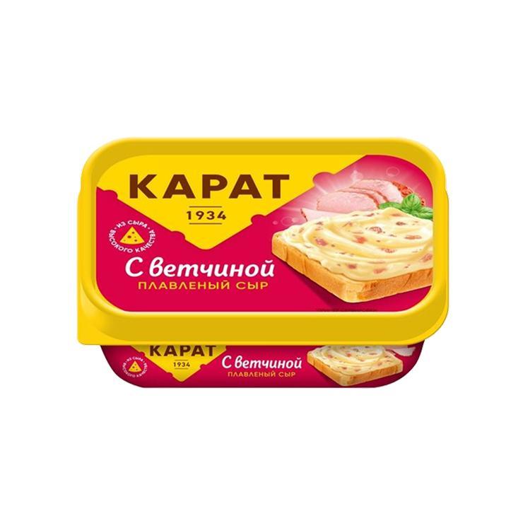 Сыр Карат Сливочный с ветчиной плавленый 200 гр., пластик