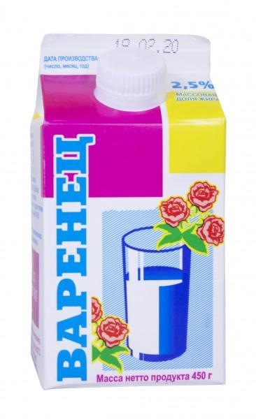 Варенец 2,5%, Ирмень, 450 гр., тетра-пак