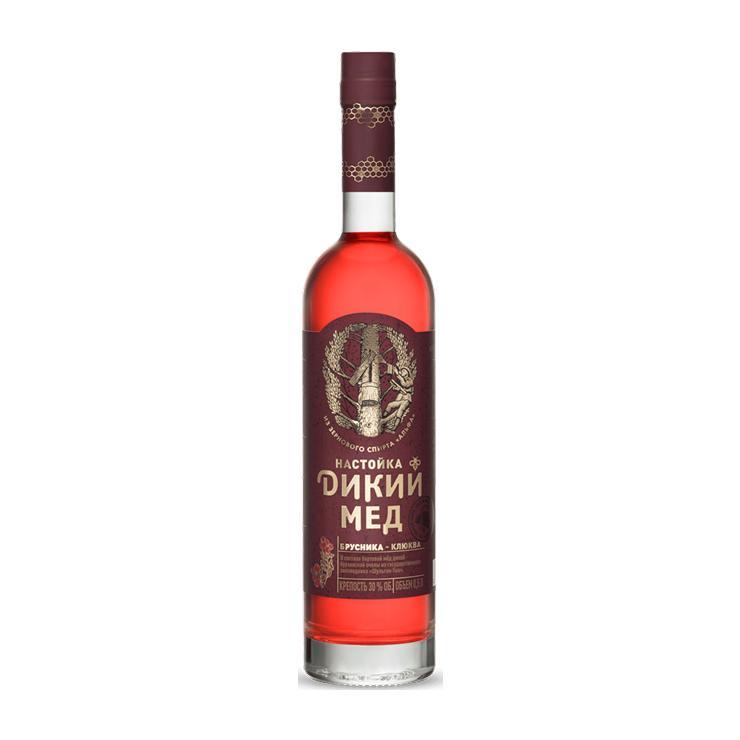 Спиртной напиток настойка Дикий мёд со вкусом брусники и клюквы полусладкая 30% Россия 500 мл., стекло
