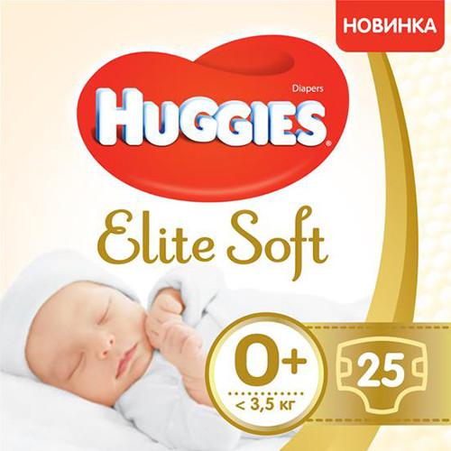 Подгузники Huggies Elite Soft 0+ до 3,5 кг., 25 шт., флоу-пак