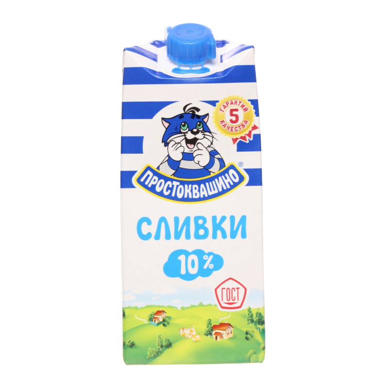 Сливки 10% Простоквашино, 350 мл., тетра-пак