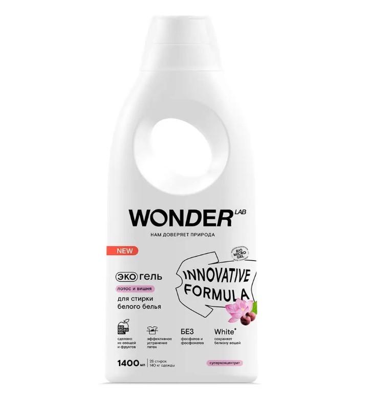 Экогель WONDER LAB для стирки белого белья лотос и вишня 1 л., ПЭТ