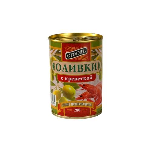Оливки Стоевь с креветкой, 280 гр., ж/б