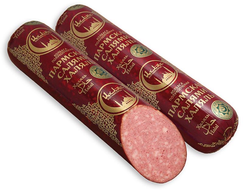 Колбаса полукопченая Ихляс мясокомбинат салями пармская халяль 1 кг., оболочка