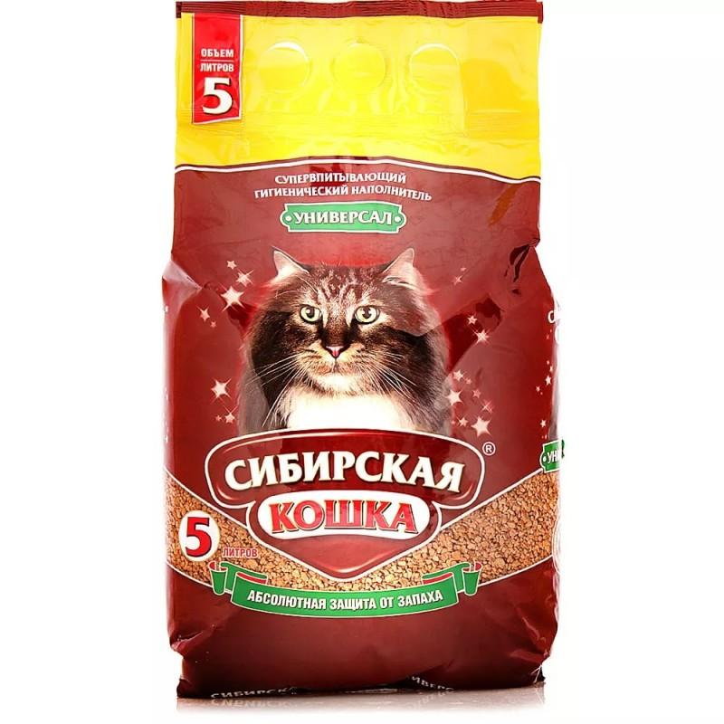 Наполнитель впитывающий для кошачьего туалета универсал Сибирская Кошка 5 л. Пластиковый пакет