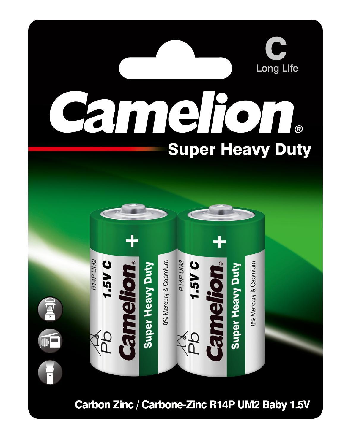 Батарейка Camelion R14 BL-2 R14P-BP2G,1.5В 1шт, блистер