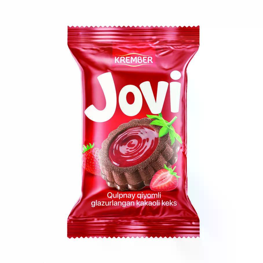 Кекс Jovi с клубничным желе в глазури 30 гр., флоу-пак