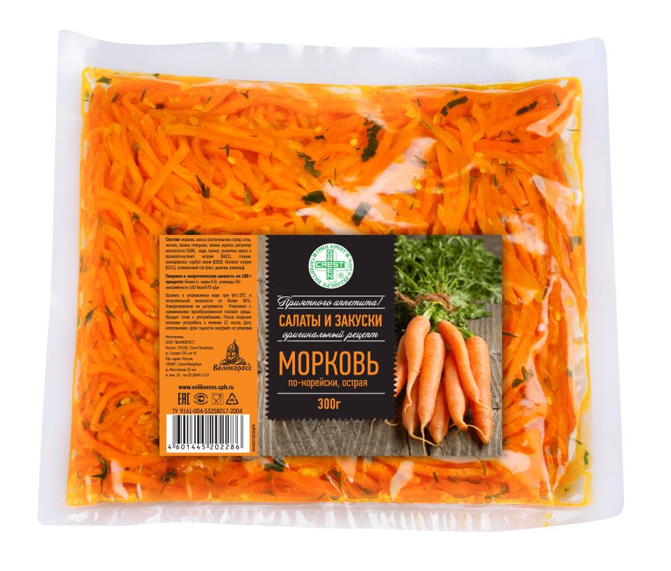 Салат Green Crest морковь по-корейски 300 гр., вакуум