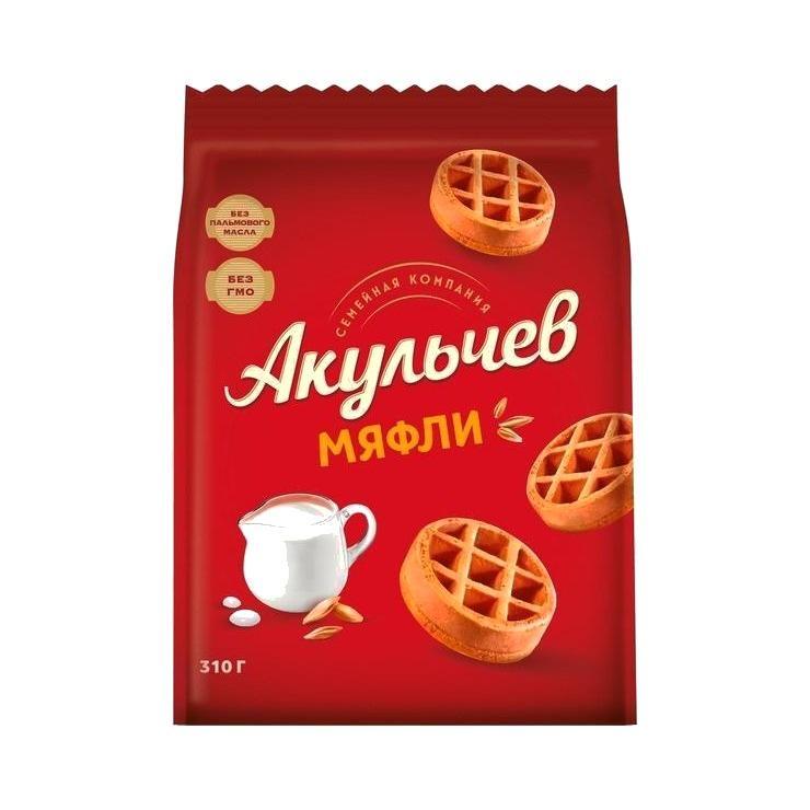 Вафли Акульчев мягкие Мяфли 310 гр., флоу-пак