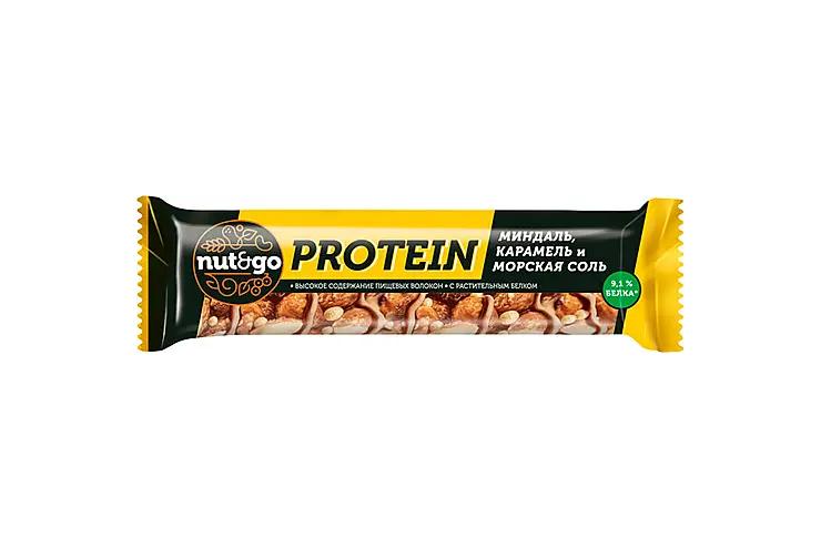 Батончик Nut&Go Protein миндаль с карамелью и морской солью 40 гр., флоу-пак