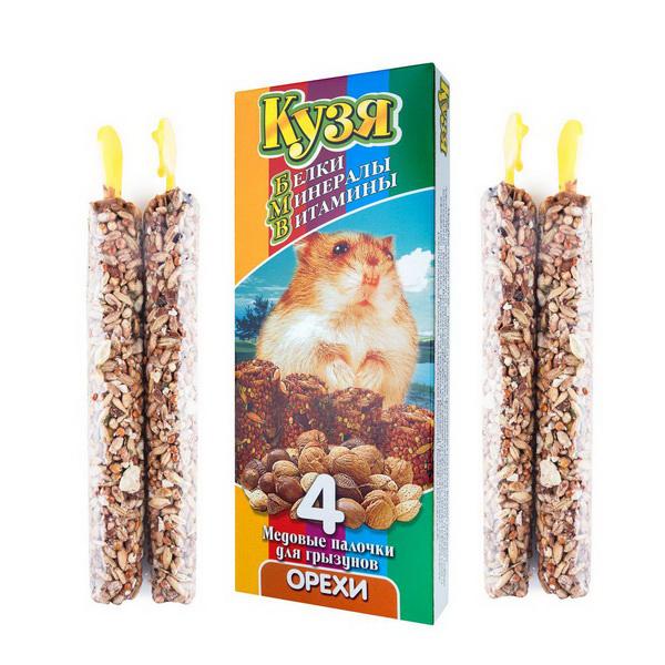 Палочки Кузя для грызунов БМВ Орех 4 штуки 140 гр., картон