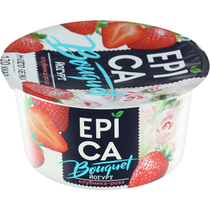 Йогурт Bouquet с клубникой и розой 4,8%, Epica, 130 гр, ПЭТ