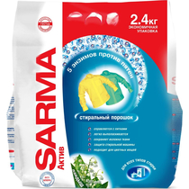 Стиральный порошок Sarma Active Ландыш универсальный 2.4 кг., флоу-пак