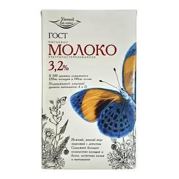 Молоко Умный Баланс ультрапастеризованное 3,2% 1 л., тетра-пак