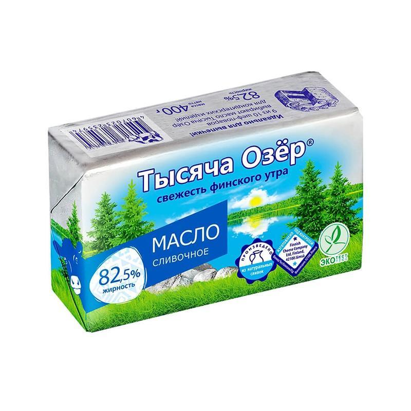 Масло сливочное Тысяча Озёр 82,5% 400 гр., обертка