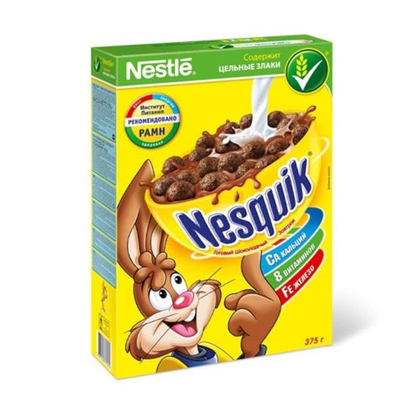 Готовый завтрак Nestle Nesquik шоколадные Шарики 375 гр., картон