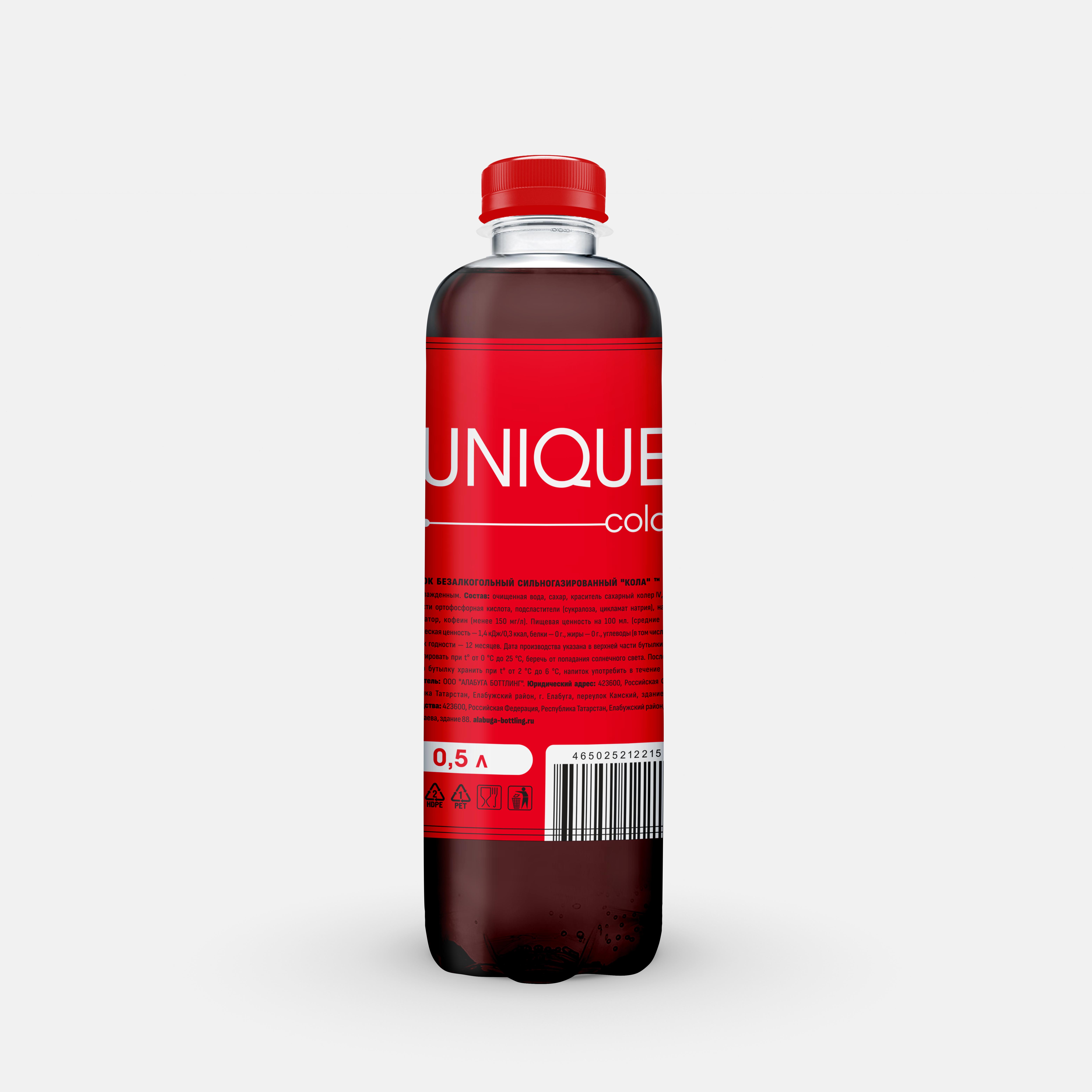 Напиток безалкогольный сильногазированный UNIQUE Cola 500 мл., ПЭТ