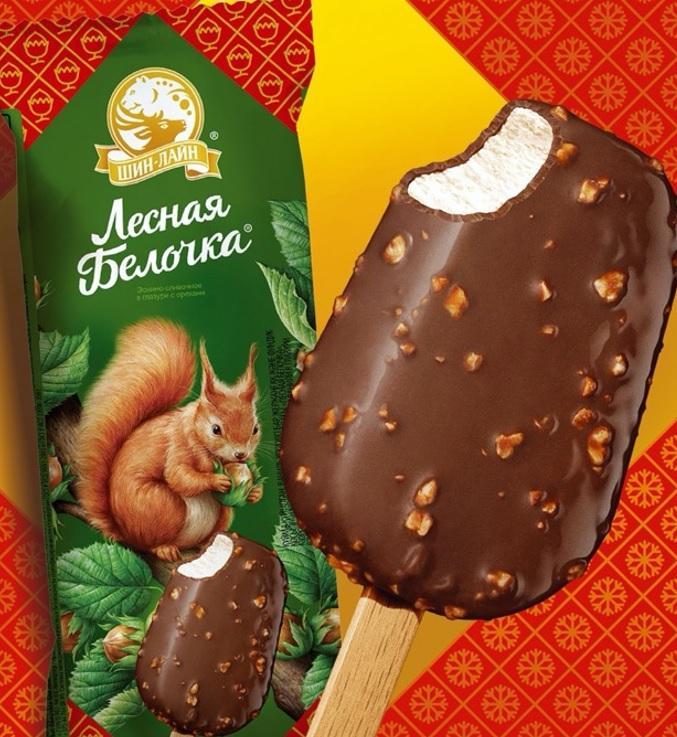Мороженое эскимо Bahroma лесной орех с арахисом и фундуком в глазури 70 гр., флоу-пак