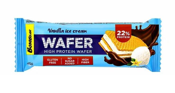 Батончик вафельный Bombbar WAFER Ванильный пломбир в шоколаде 45 гр., флоу-пак