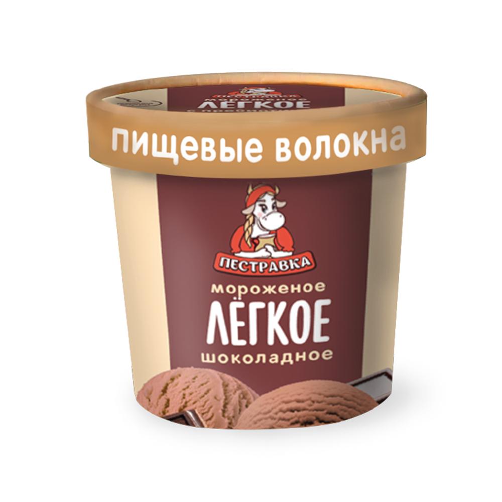 Мороженое Пестравка Легкое молочное без сахарозы шоколад - белок-пищ. волокна 3% 70 гр., бумажный стакан