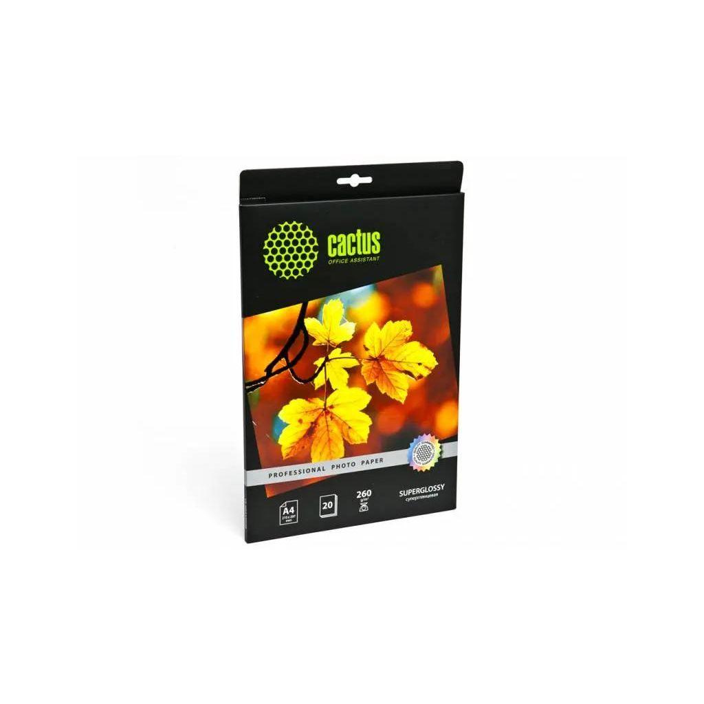Фотобумага Cactus Professional суперглянцевая, А4, 260 г/м2, 20 листов