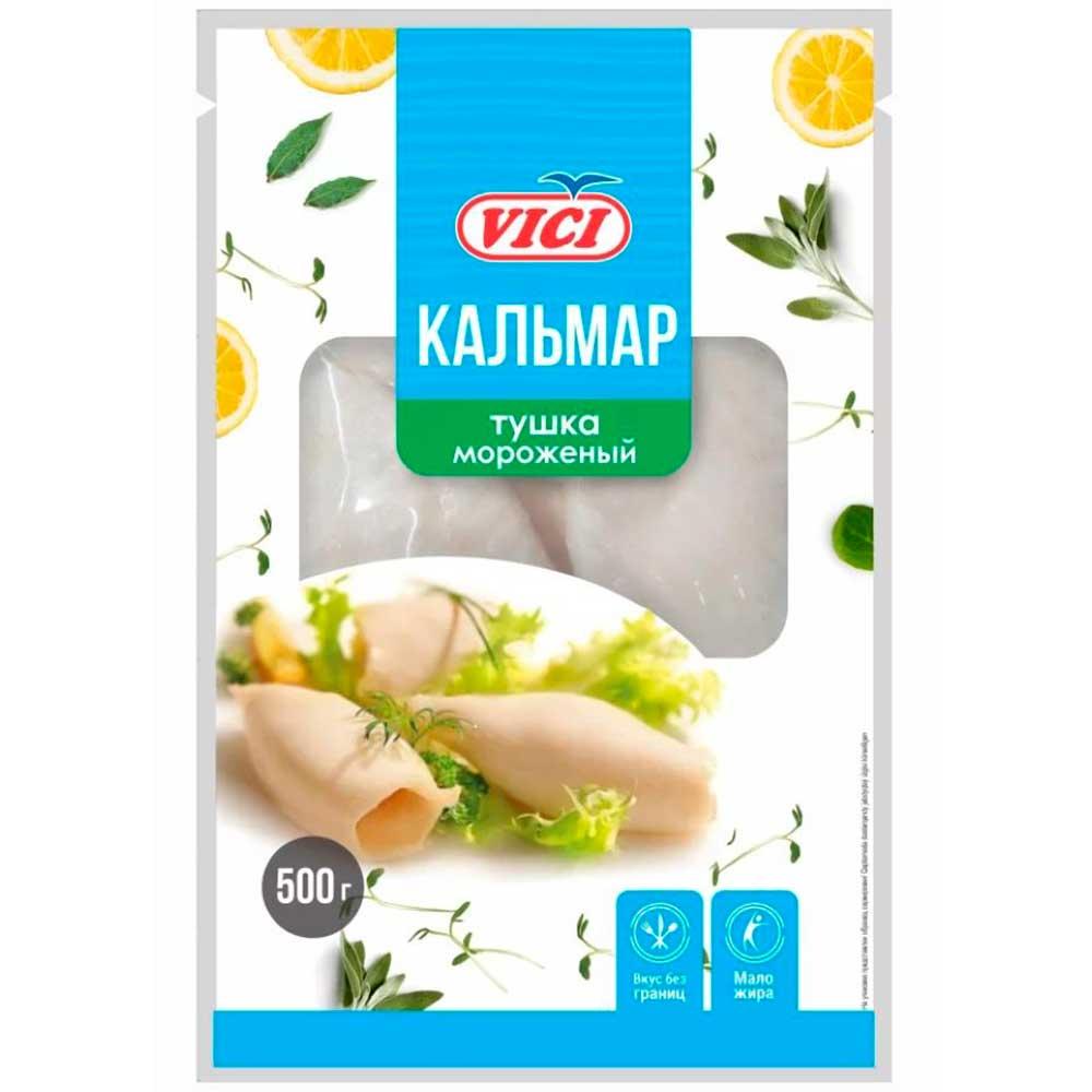 Тушка кальмара Vici без кожи дальневосточный с/м 500 гр., флоу-пак