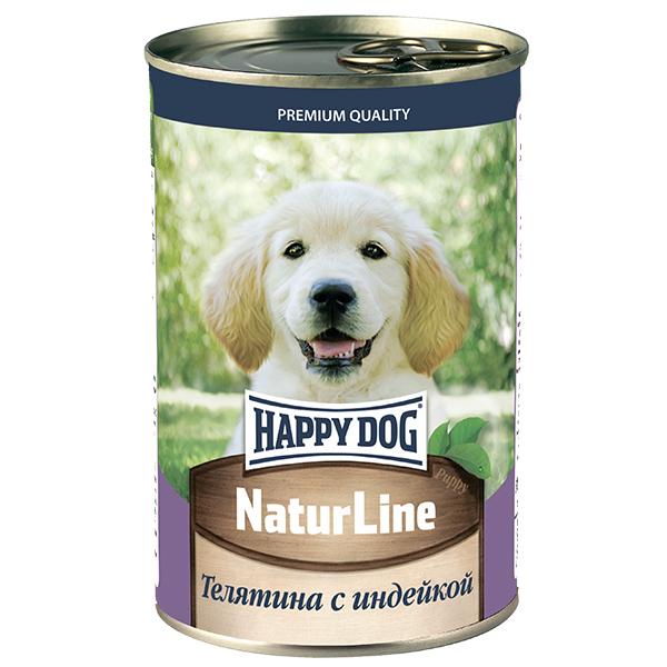 Консервы Happy Dog Natur Line для щенков Телятина/Индейка, 410 гр, ж/б