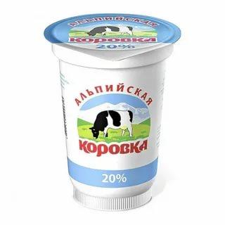 Продукт сметанный Альпийская Коровка 20% сзмж 500 гр., ПЭТ