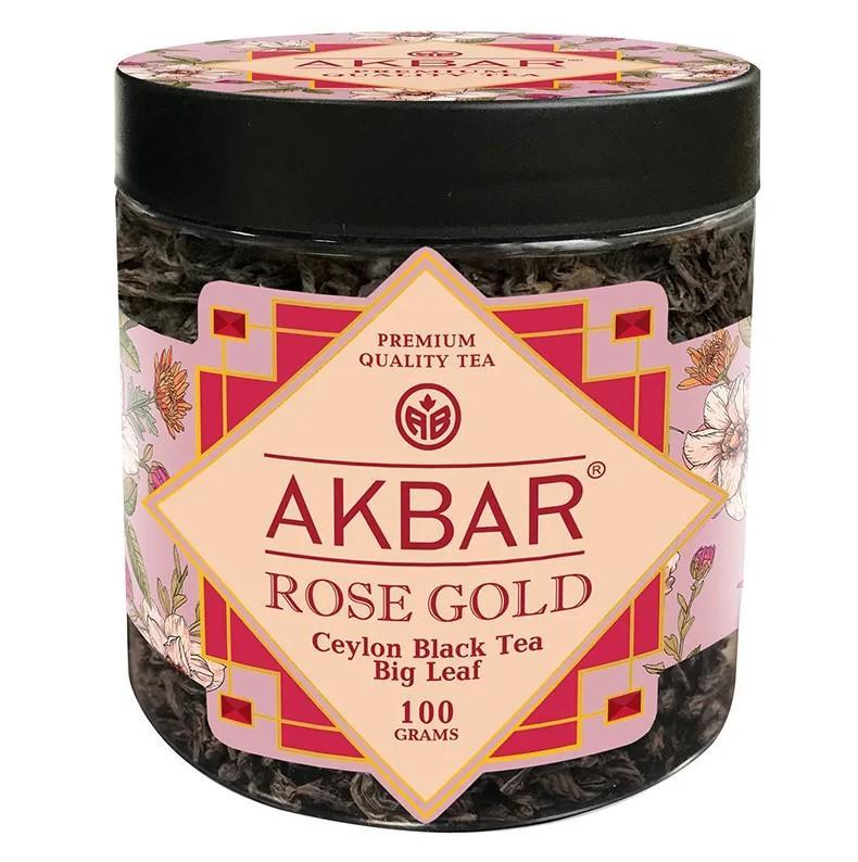 Чай черный Akbar rose gold листовой 100 гр., пластиковая упаковка