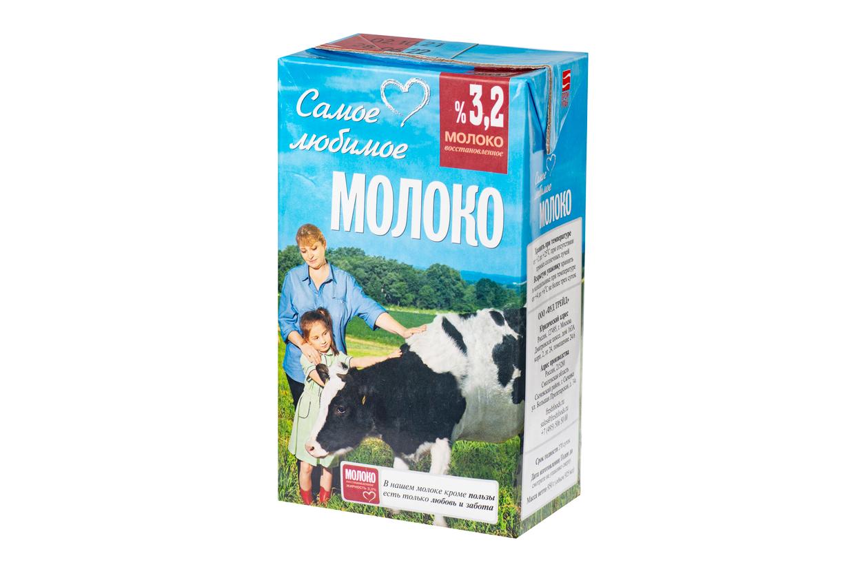 Молоко 3,2% Самое Любимое, 900 гр., тетра-пак