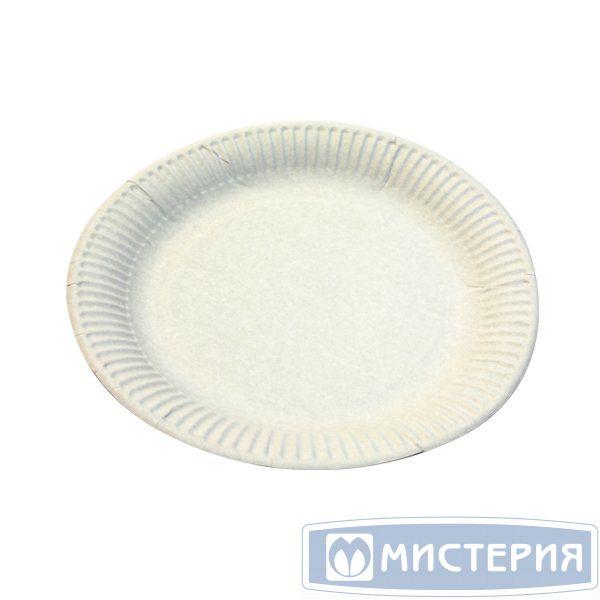 Одноразовая тарелка d 230 мм, 250г/м2, белая, мелованная, картон, 500 шт