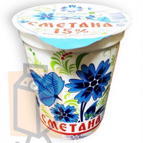 Сметана 15% Витебское молоко 400 гр., стакан