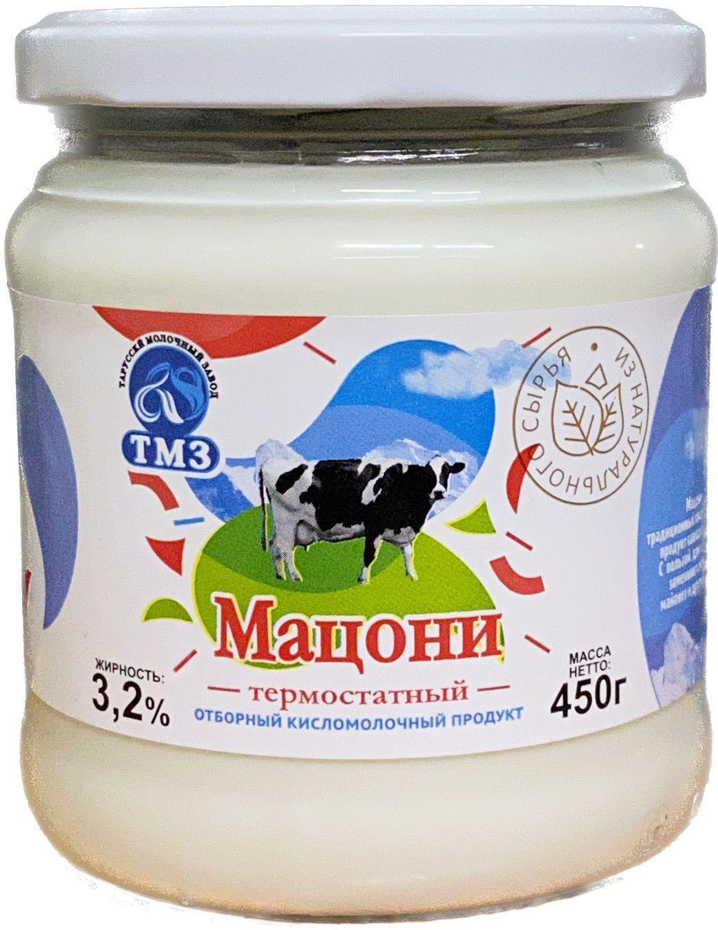 Мацони Тарусский Молочный Завод, 3,2%, 450 мл., стекло