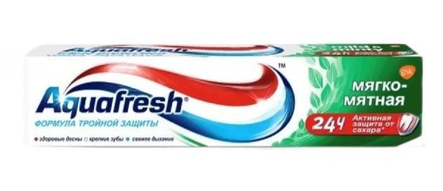Паста зубная Aquafresh Мягко-мятная Тройная защита XL 100 мл., картон