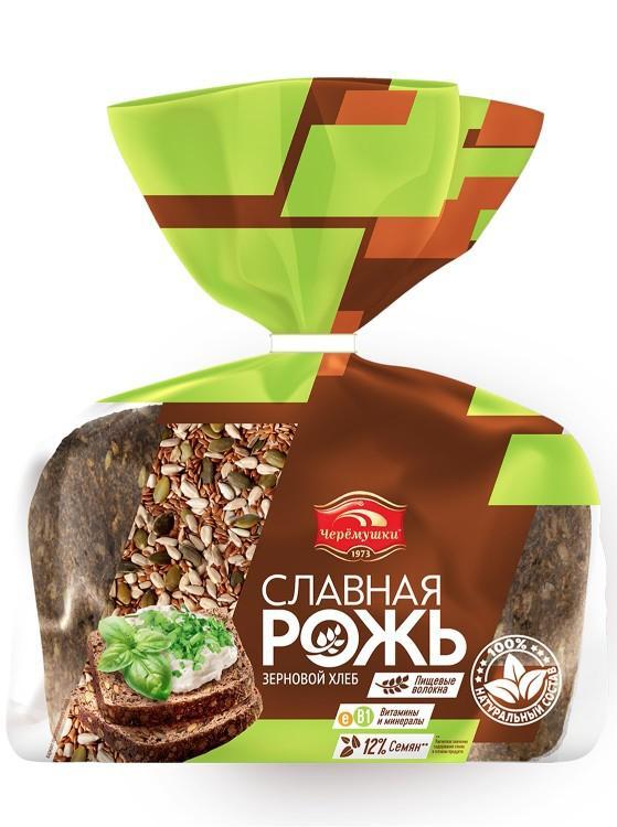 Хлеб Черемушки Славная Рожь зерновой половинка в нарезке, 350 гр., флоу-пак