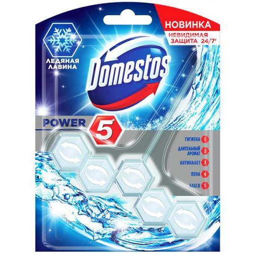 Блок Domestos для очищения унитаза Power 5 Ледяная лавина, 55 гр., блистер