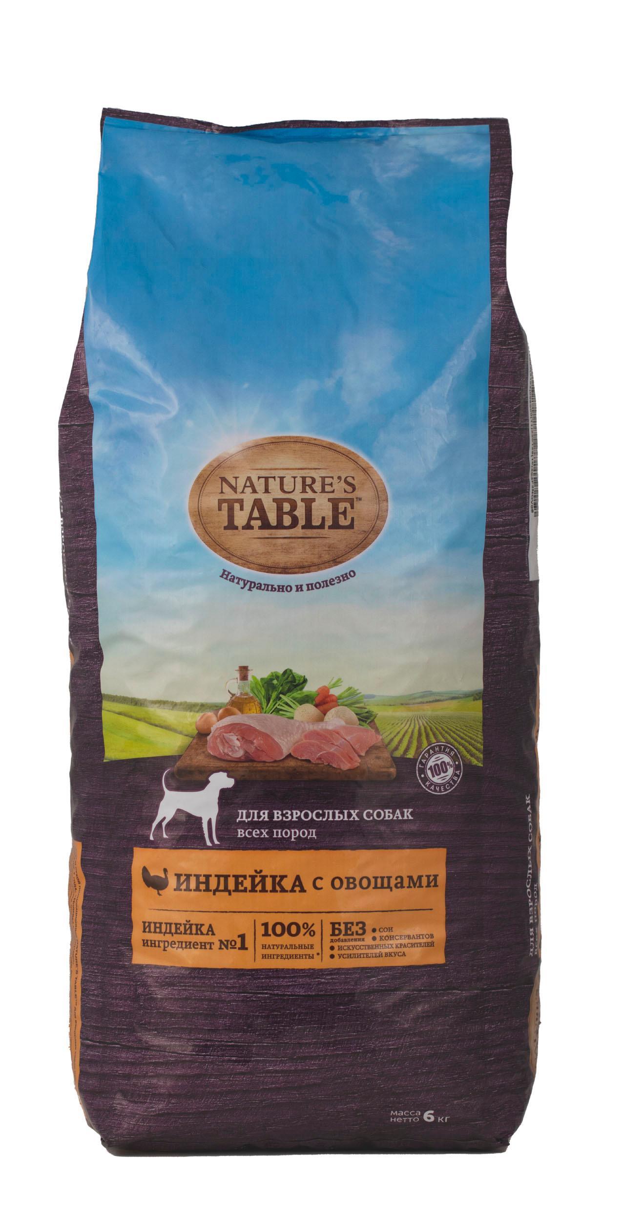 Сухой корм для собак Natures Table индейка с овощами 6 кг., пакет